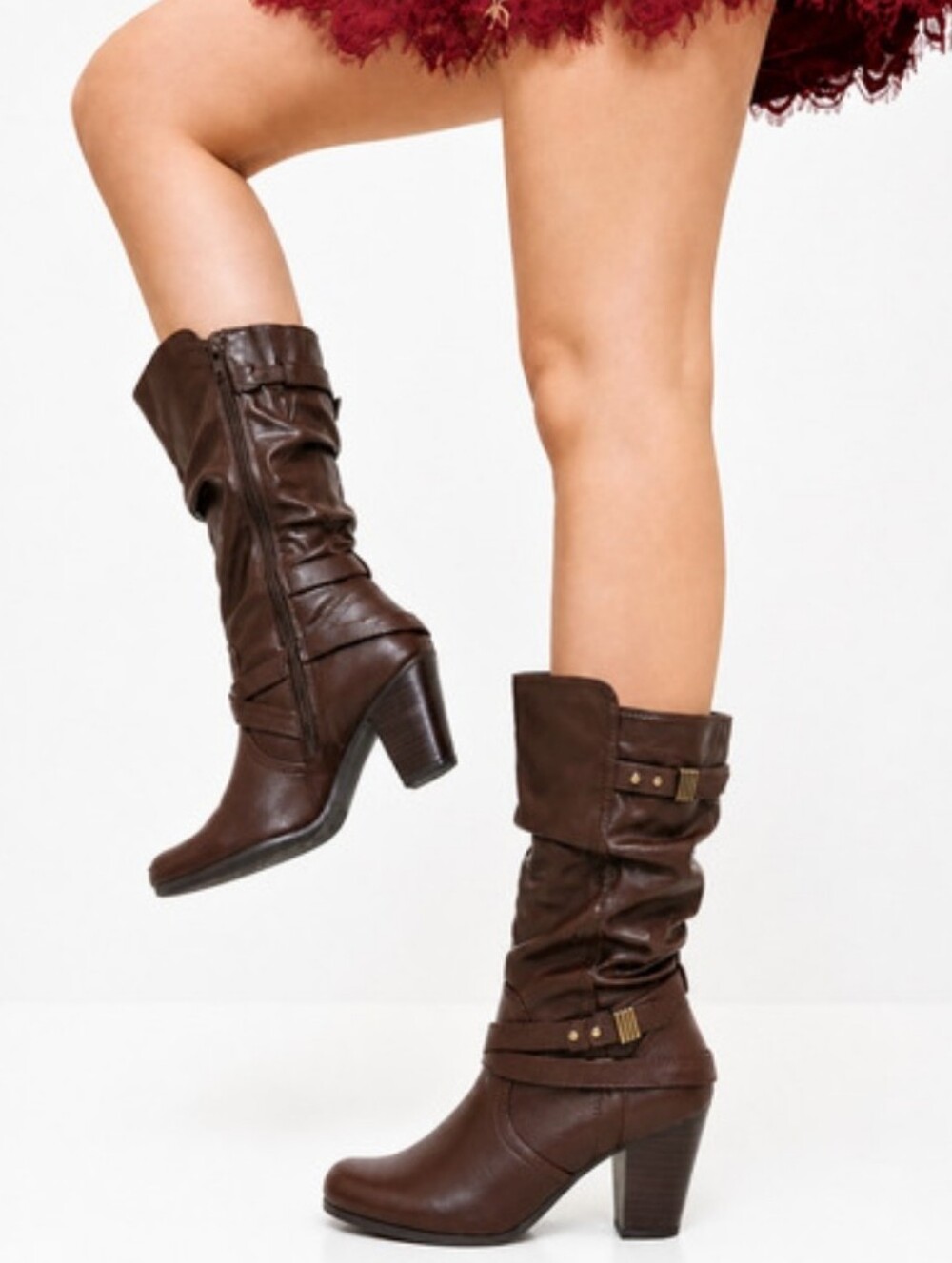 Tall Brown Heeled Boots Size 6.5